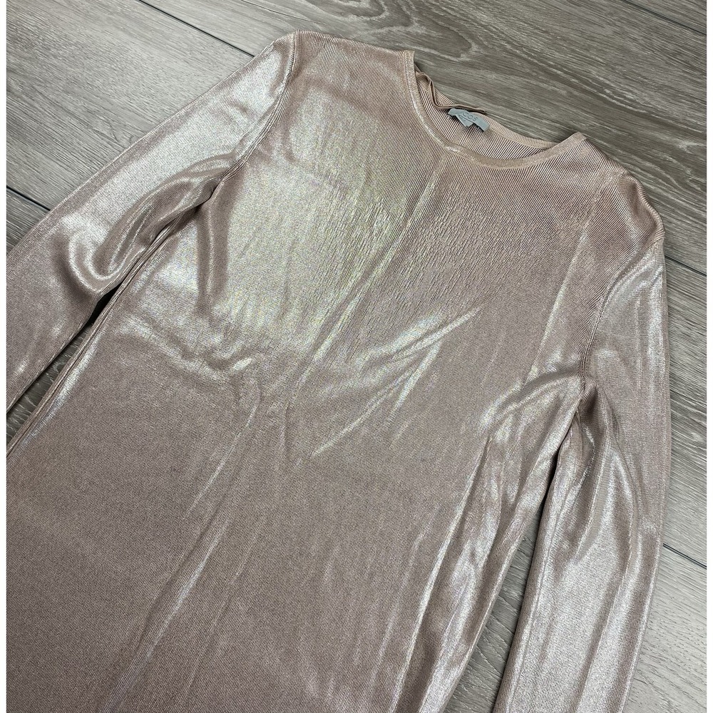 Cos‎ Women's Shimmery Metallic Long Sleeve Mini Dress Dusty Pink Size XS